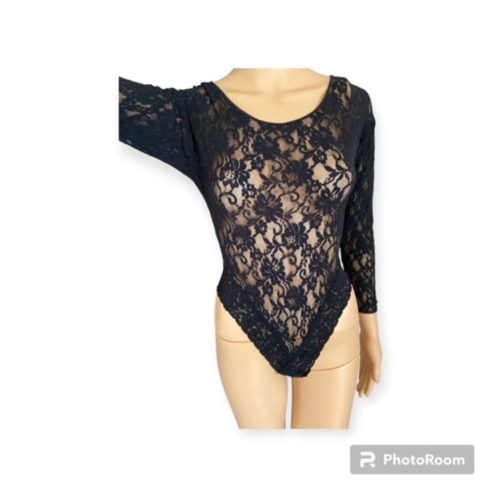 Rare Mel-Lin Black Lace Bodysuit Lingerie
